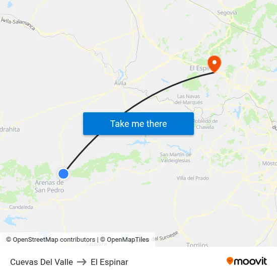Cuevas Del Valle to El Espinar map