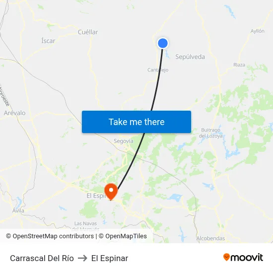Carrascal Del Río to El Espinar map