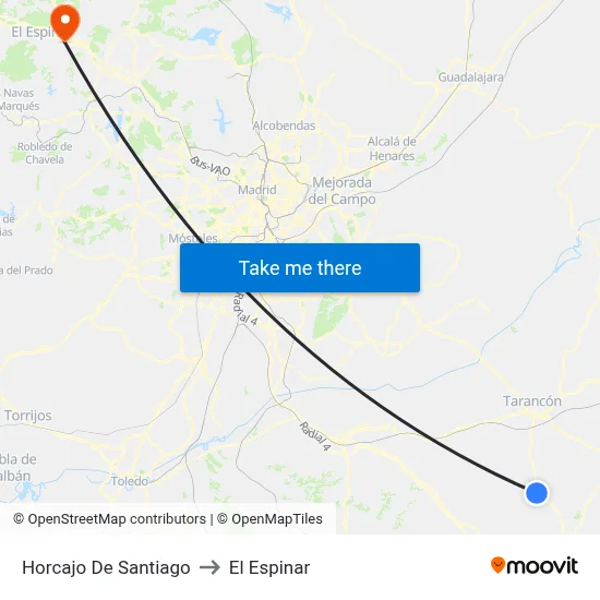 Horcajo De Santiago to El Espinar map