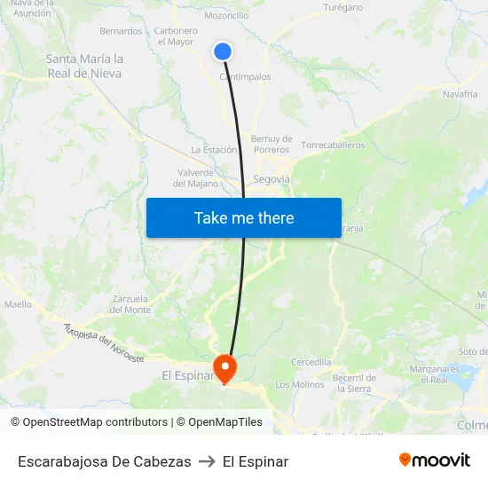 Escarabajosa De Cabezas to El Espinar map