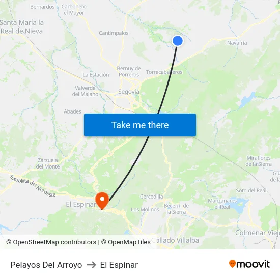 Pelayos Del Arroyo to El Espinar map
