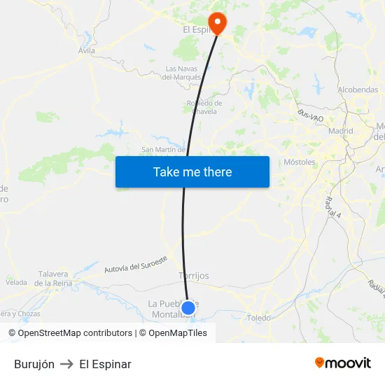 Burujón to El Espinar map