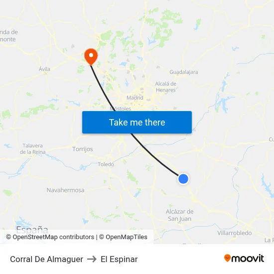 Corral De Almaguer to El Espinar map