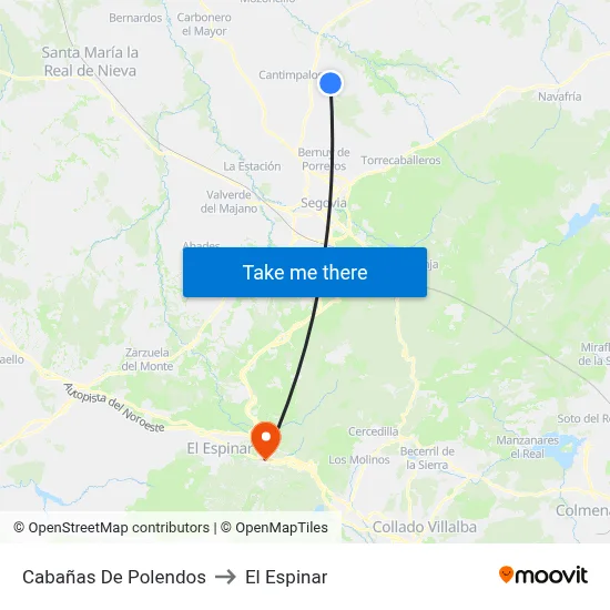 Cabañas De Polendos to El Espinar map