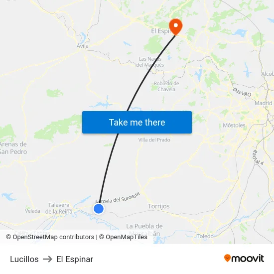 Lucillos to El Espinar map