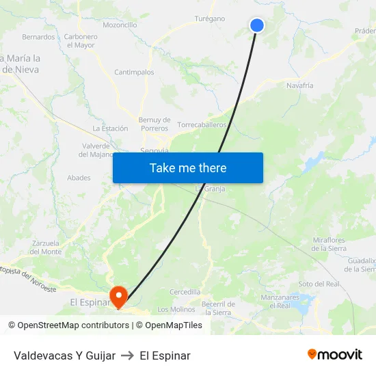 Valdevacas Y Guijar to El Espinar map