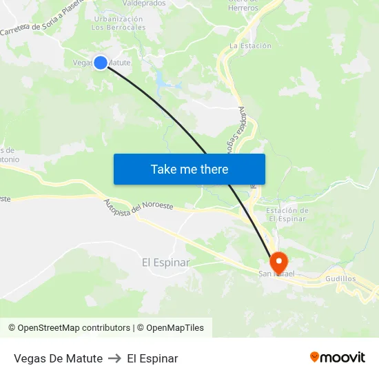 Vegas De Matute to El Espinar map