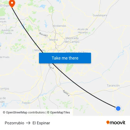 Pozorrubio to El Espinar map