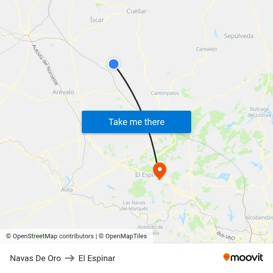 Navas De Oro to El Espinar map