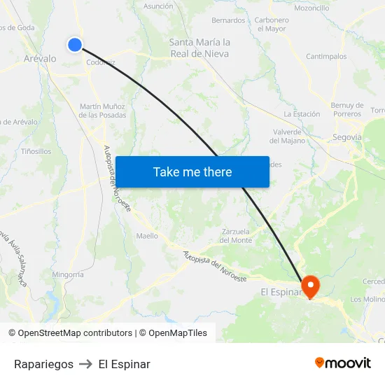 Rapariegos to El Espinar map