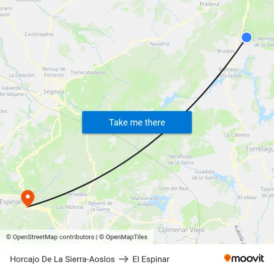 Horcajo De La Sierra-Aoslos to El Espinar map