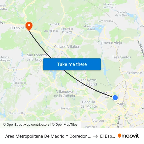 Área Metropolitana De Madrid Y Corredor Del Henares to El Espinar map