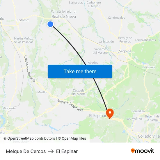 Melque De Cercos to El Espinar map