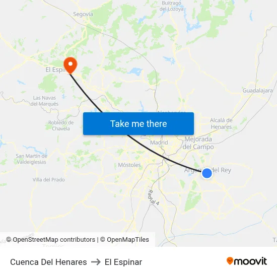 Cuenca Del Henares to El Espinar map
