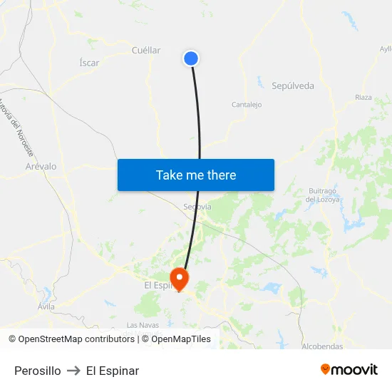 Perosillo to El Espinar map