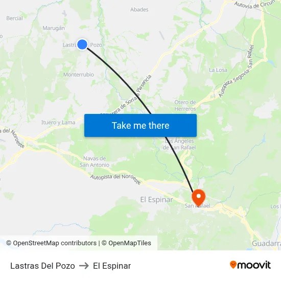Lastras Del Pozo to El Espinar map
