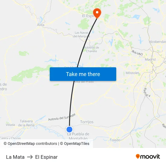 La Mata to El Espinar map
