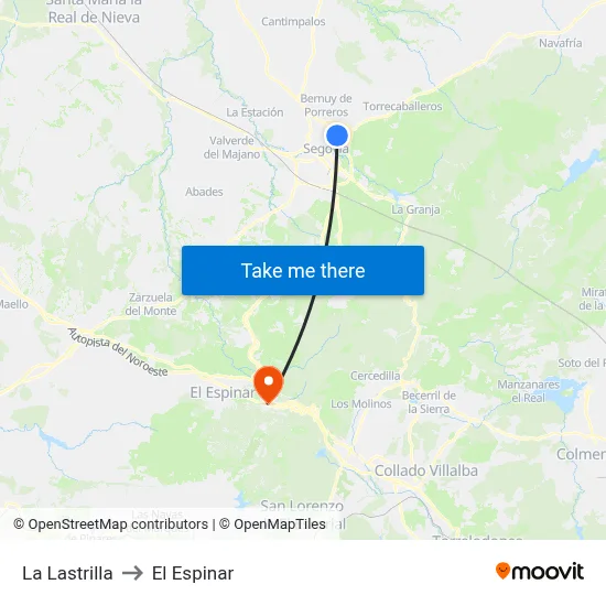 La Lastrilla to El Espinar map