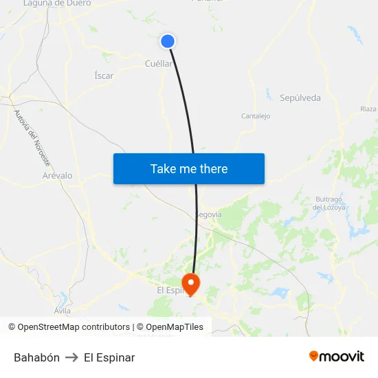 Bahabón to El Espinar map