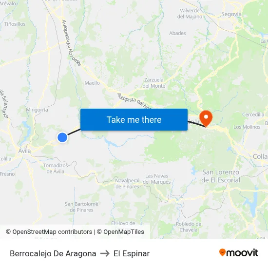 Berrocalejo De Aragona to El Espinar map