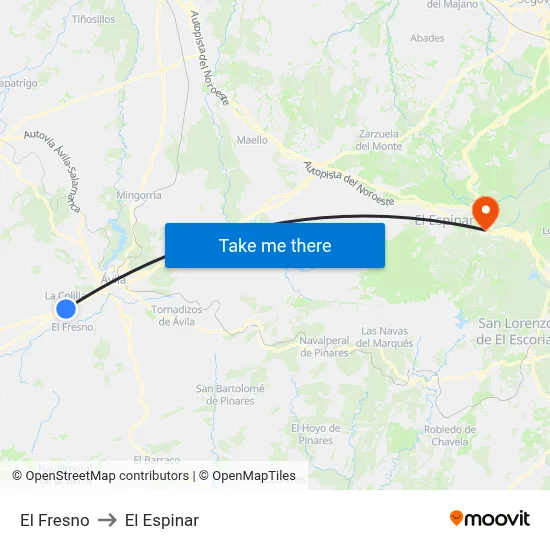 El Fresno to El Espinar map