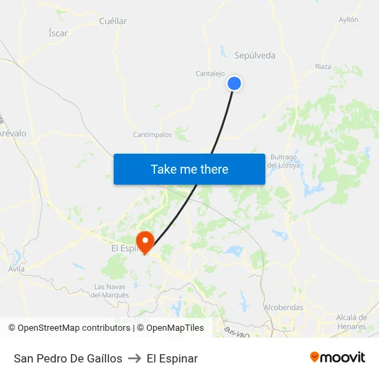 San Pedro De Gaíllos to El Espinar map