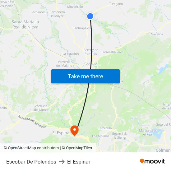 Escobar De Polendos to El Espinar map