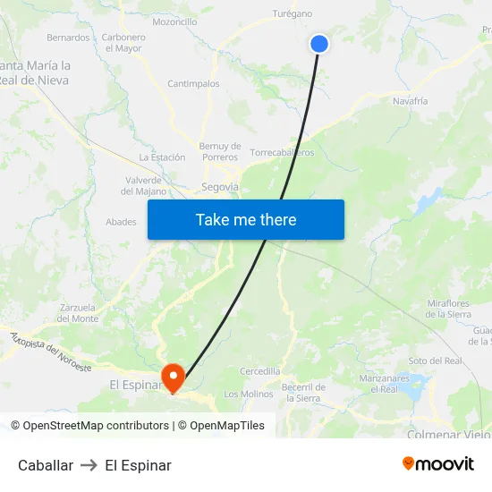 Caballar to El Espinar map