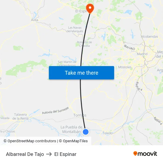 Albarreal De Tajo to El Espinar map