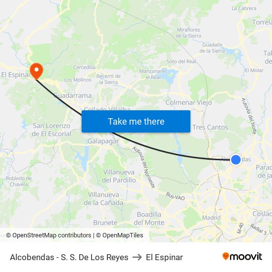 Alcobendas - S. S. De Los Reyes to El Espinar map