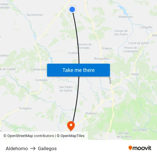 Aldehorno to Gallegos map