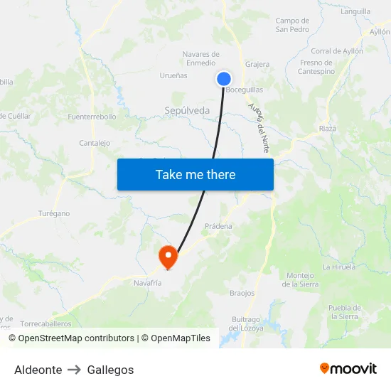 Aldeonte to Gallegos map
