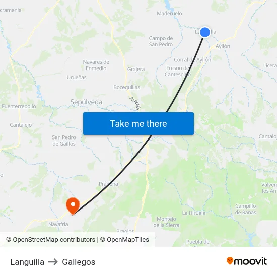 Languilla to Gallegos map