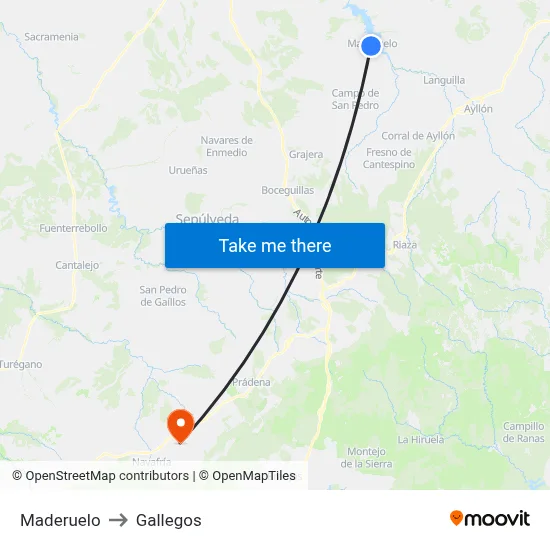Maderuelo to Gallegos map