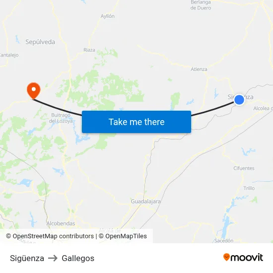 Sigüenza to Gallegos map