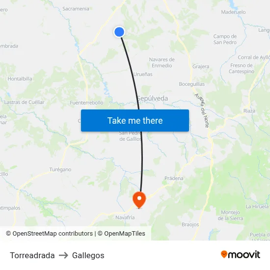 Torreadrada to Gallegos map