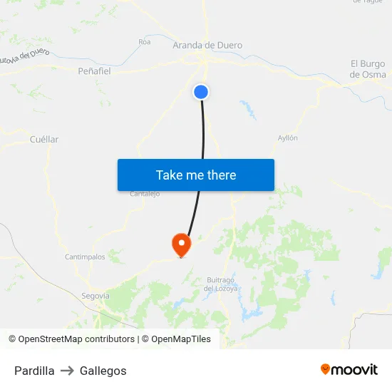 Pardilla to Gallegos map