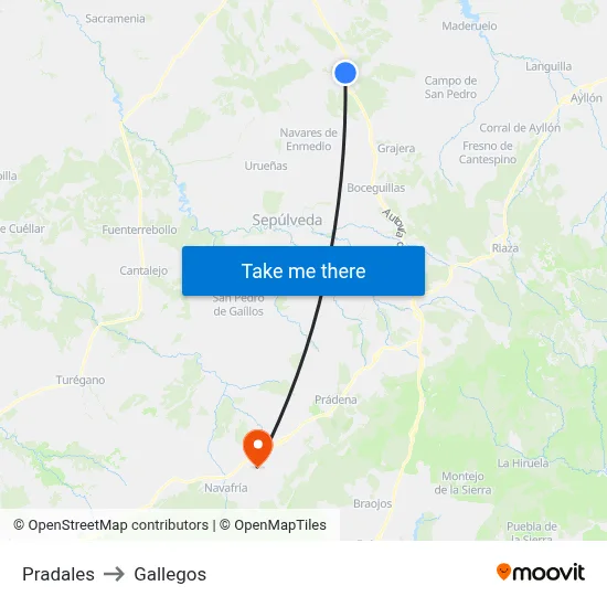 Pradales to Gallegos map