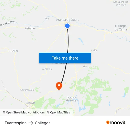 Fuentespina to Gallegos map