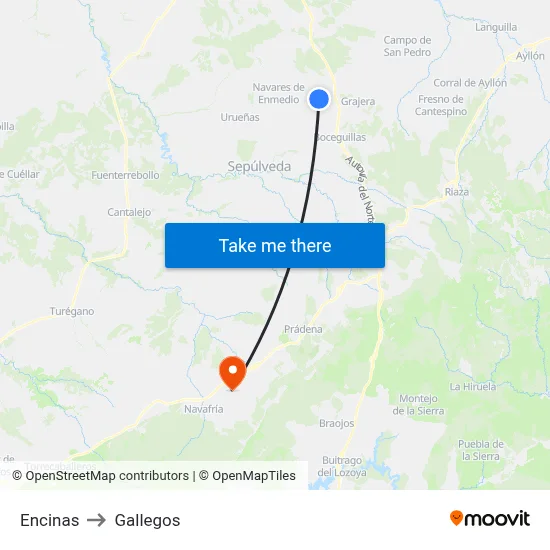 Encinas to Gallegos map