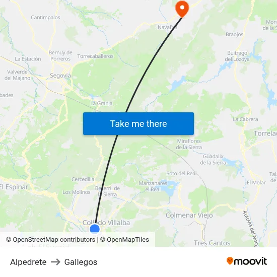 Alpedrete to Gallegos map