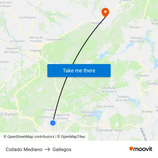 Collado Mediano to Gallegos map