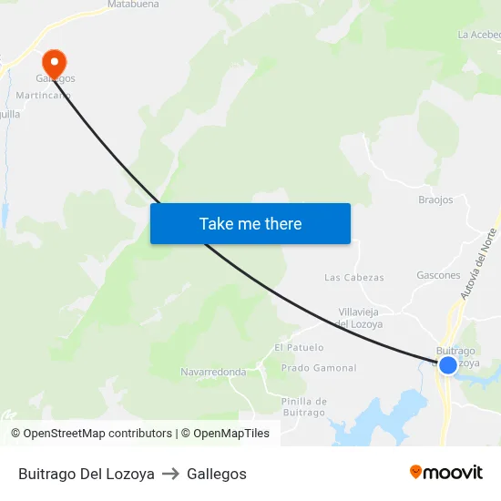 Buitrago Del Lozoya to Gallegos map