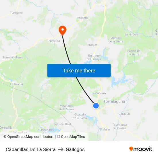 Cabanillas De La Sierra to Gallegos map