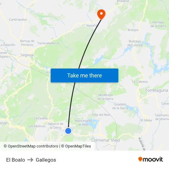 El Boalo to Gallegos map