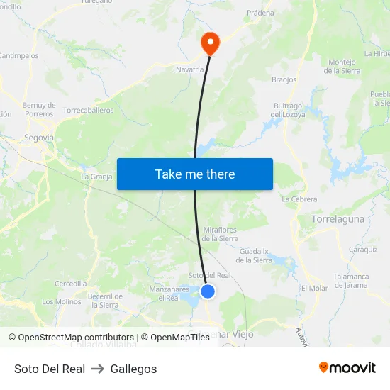 Soto Del Real to Gallegos map