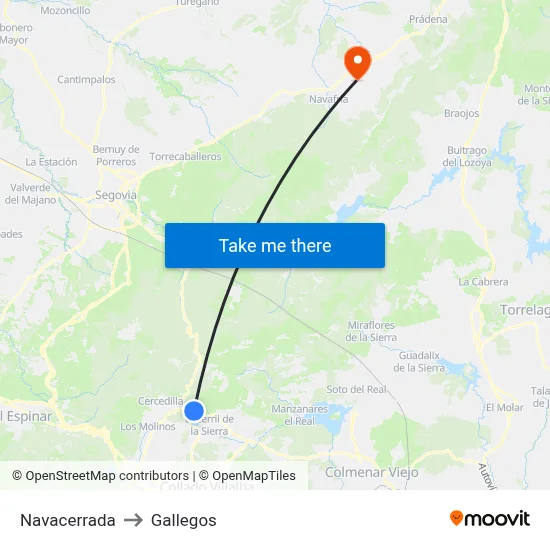 Navacerrada to Gallegos map