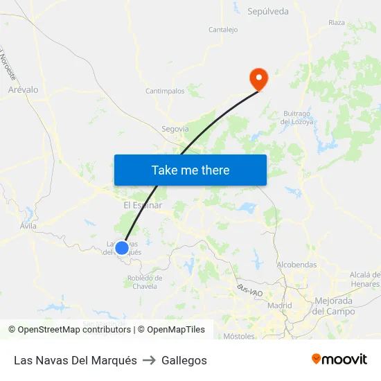 Las Navas Del Marqués to Gallegos map