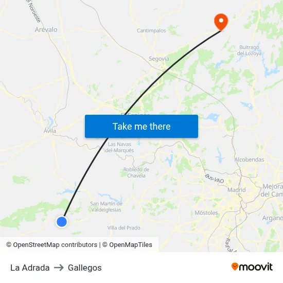 La Adrada to Gallegos map