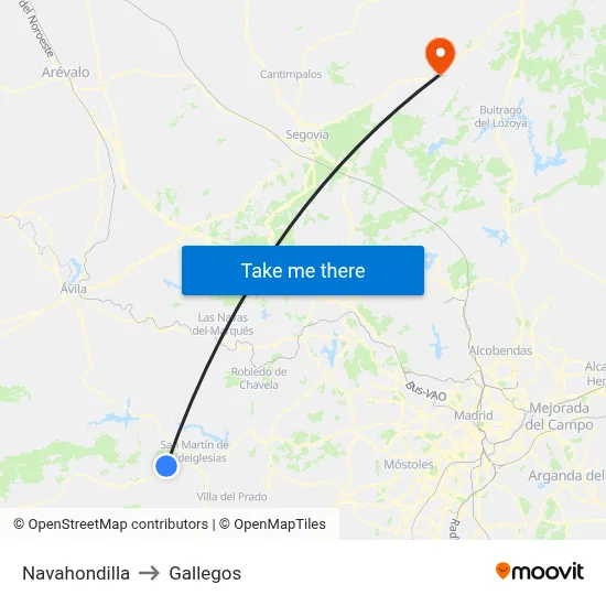 Navahondilla to Gallegos map